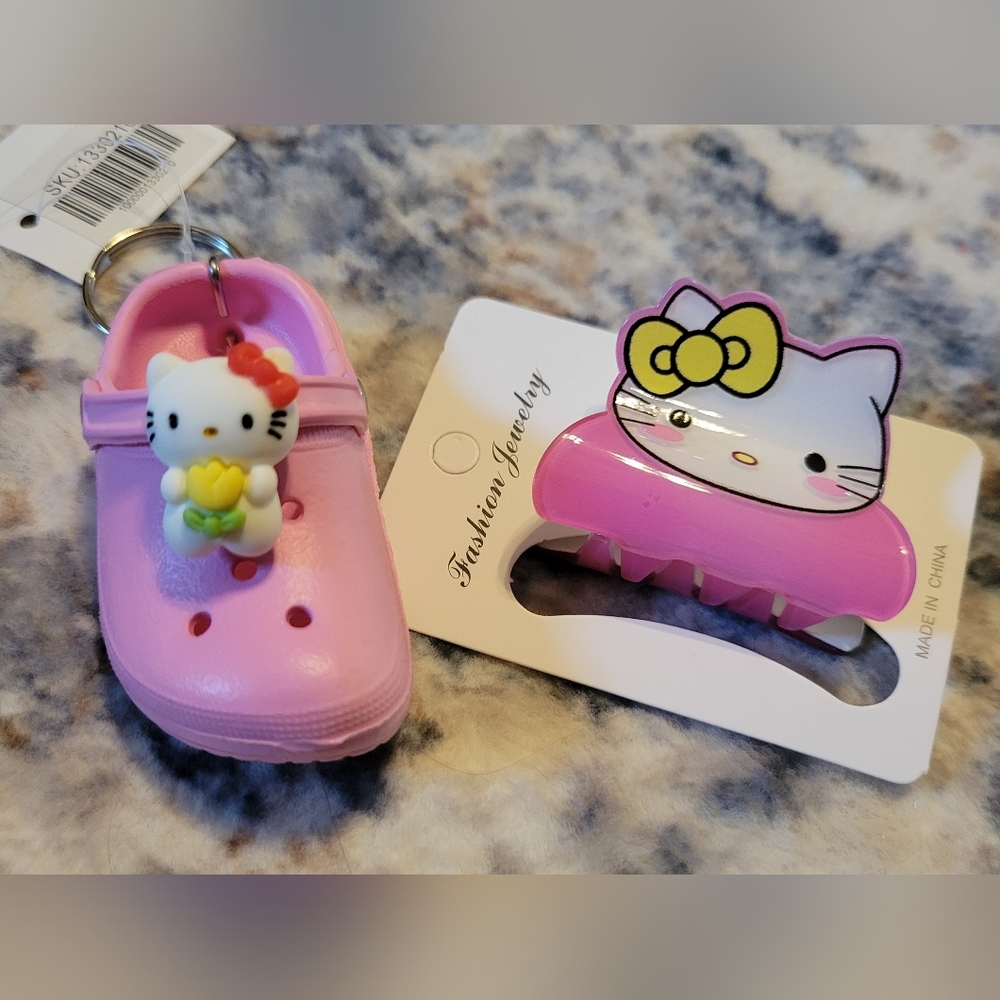 Hello Kitty Pink Kids Hair Clip and Charm Set